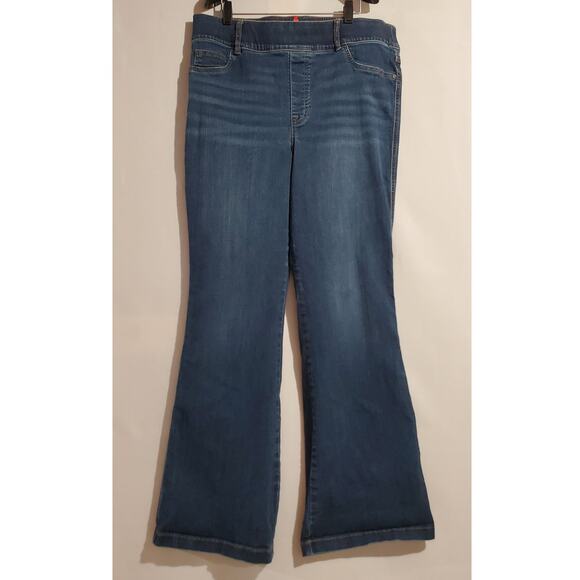Spanx Womens Flare Bootcut Pull On Jeans Plus Size 2X Blue Medium Wash Stretch - Picture 1 of 11